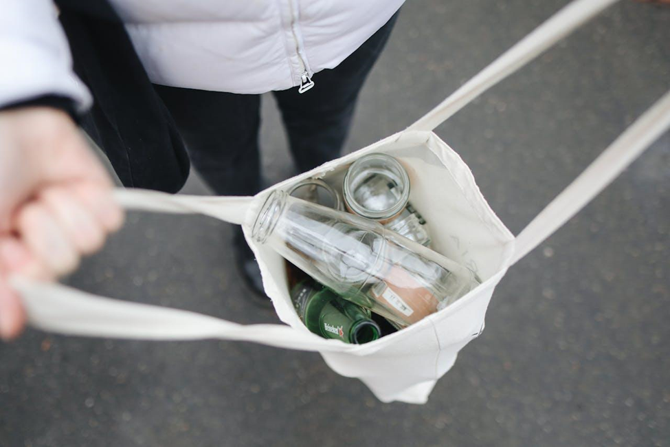 Glass bottles inside a bag